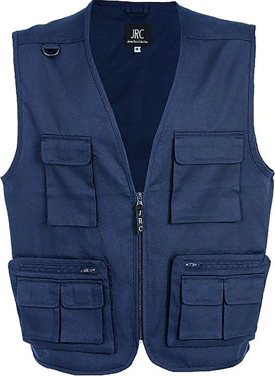 Gilet multitasche mod. SUDAN colore blu navy - 65% polyestere, 35% cotone - non foderato - gancio portabadge o portachiavi - un 
