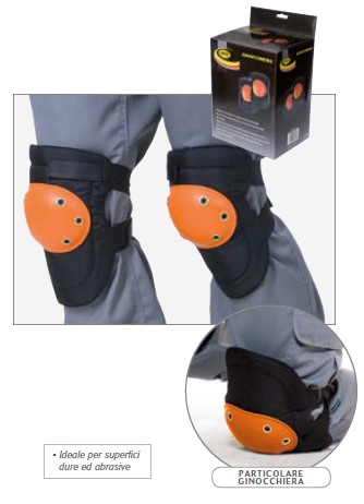 Ginocchiera in neoprenead aggancio rapido NERE/ARANCIO Durata nel tempo, cuscinetto in schiuma interno che garantisce il massimo