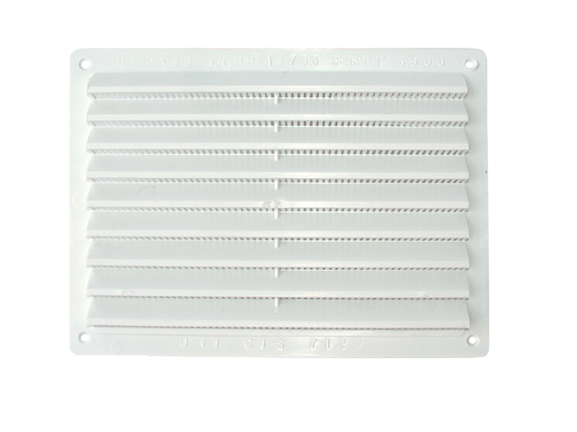 Griglia rettangolare in plastica bianca di mm. 150x200 con rete stampata.