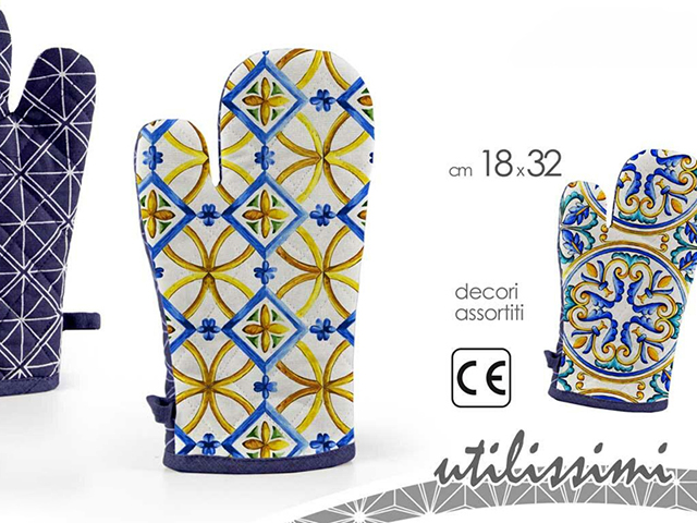 GUANTO COTONE 18X32Guanto in cotone linea Terra Damuri, decori assortiti.