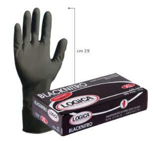 GUANTO NITRILE NERO 50 PEZZI TAGLIA S EXTRALONG 30CM