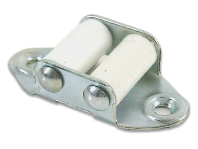 Guidacinghia zincato con rulli in nylon. Lunghezza mm.45. 1002