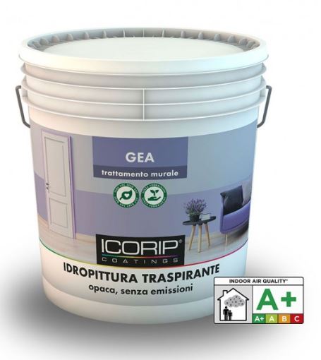 IDROPITTURA TRASPIRANTE LAVABILE GEA BIANCO OPACO (Base P) 12LT SENZA EMISSIONI
