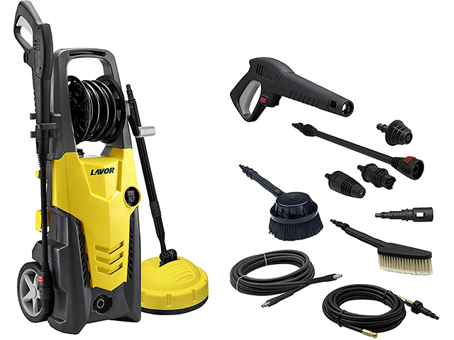 Idropulitrice ad acqua fredda modello PLANET 170 EXTRA. Pressione max 170 bar, portata max 510 l/h. Potenza 2500 Watt. Con serba