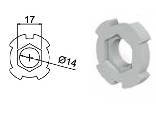 INSERTO IN NYLON PER CENTRO PORTA diametro mm.16