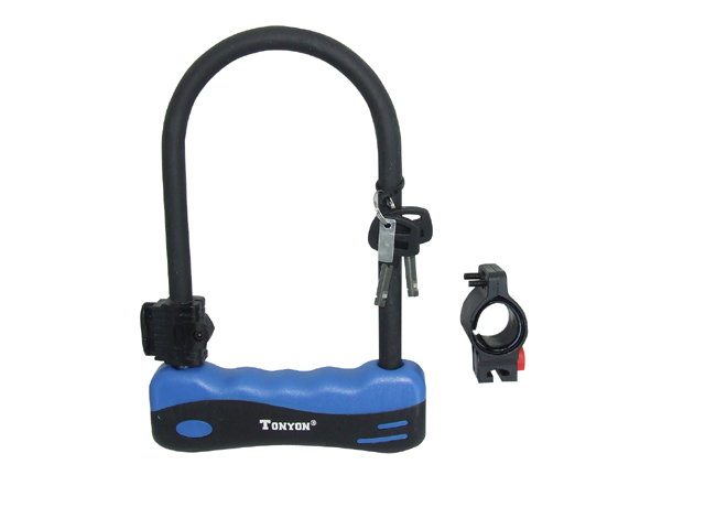 Labor TY 318 lucchetto ad arco rigido, con supporto per ancoraggio alla bicicletta. Dimensioni arco mm. 165x245. Con chiave KA43