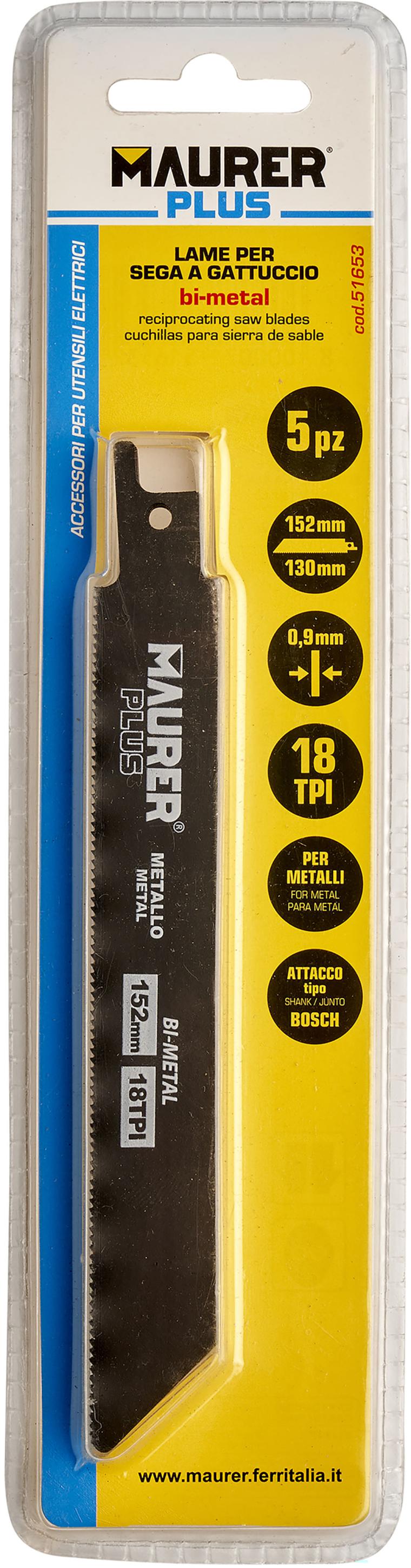 LAME GATTUCCIO PER METALLI MM.152 DENTI 18T CONFEZIONE 5 PEZZI