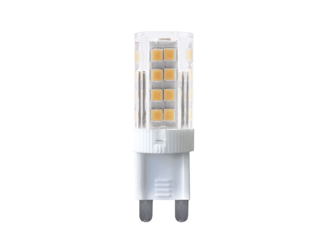 Lampada led bispina 3W=30W 270LM 3000K calda, attacco G9. Angolo 360°, classe A++, IP20, durata 25000 ore, 15000 accensioni.