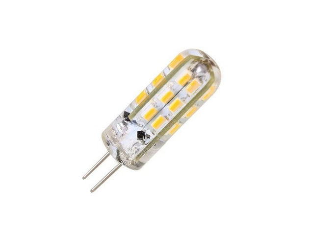 Lampada led bispina, attacco G4, potenza 2W = (20 W), lumen 200, 3000 kelvin, apertura fascio 300°. 12V