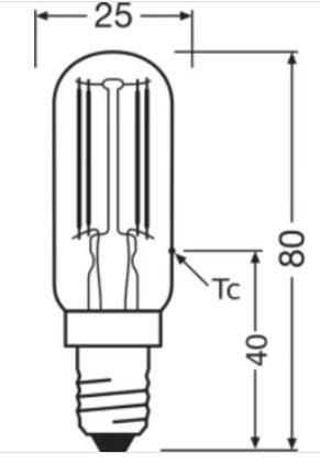 Lampade LED speciali per frigoriferi. 4W/827 230V  E14 LEDVANCE LEDPT2640