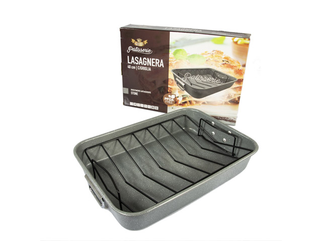 LASAGNERA PATISSERIE CON GRIGLIALasagnere in alluminio antiaderente Stone cm.40 con griglia. Linea Patisserie