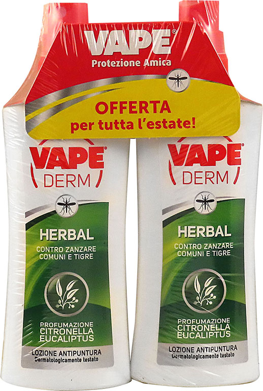 Lozione ANTI ZANZARE BI-PACK 100ML x 2 antipunture VAPE DERM HERBAL