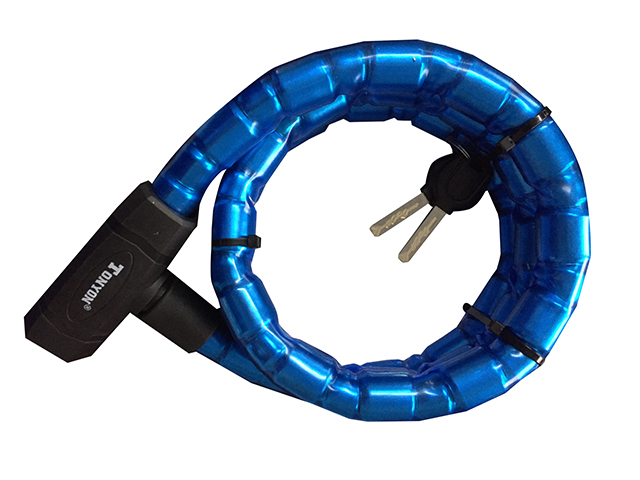 Lucchetto con cavo a bossoli.Dimensioni diametro cm.22,lunghezza cm. 150. Con chiave KB24. COLORE BLU LABOR