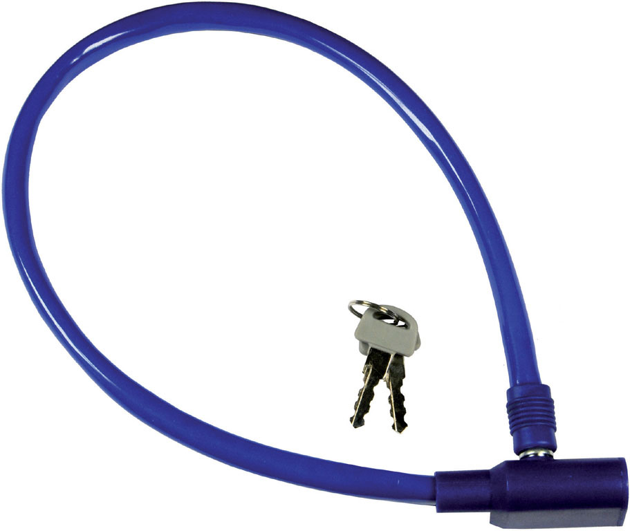 Lucchetto con cavo MAURER per cicli - chiusura a scatto - cavo in acciaio rivestito 60 cm - con 2 chiavi stampate
