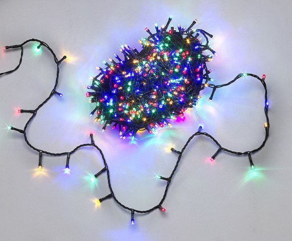 Luci natalizie COLORE BLU GHIACCIO A CATENA MAURER a LED per esterno - 31V - IP44 - 500LED con controller integrato nel trasform