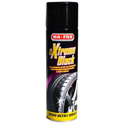 LUCIDA GOMME 'EXTREME BLACK' SPRAY MA-FRA 500 ml. E' un prodotto spray per lucidare le gomme dell’auto
