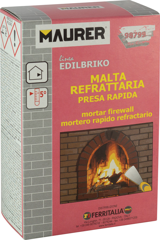 Malta silicea-alluminosa MAURER EDILBRIKO a presa idraulica, pronta all'uso - ottima resistenza al calore e una forte adesione -