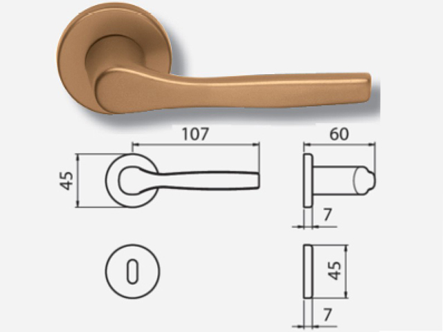 Maniglia Alox serie Gabry. Quadro 8 con rosetta. Colore Bronzato. ART.  400281004