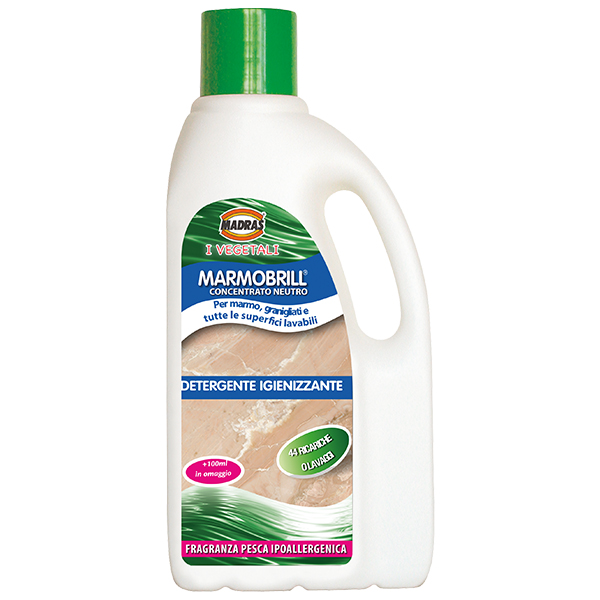 MARMOBRILL DETERGENTE NEUTRO DA 1LT, IGIENIZZANTE, ECOLOGICO, BIODEGRADABILE CON PROFUMO IPOALLERGENICO. MARMOBRILL è il deterge