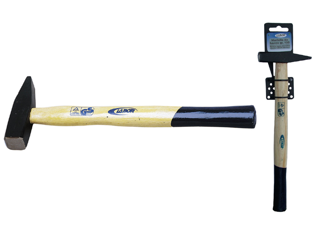 Martello da banco 800 GRAMMI LABOR, manico in legno verniciato lucido - norme DIN 1041.