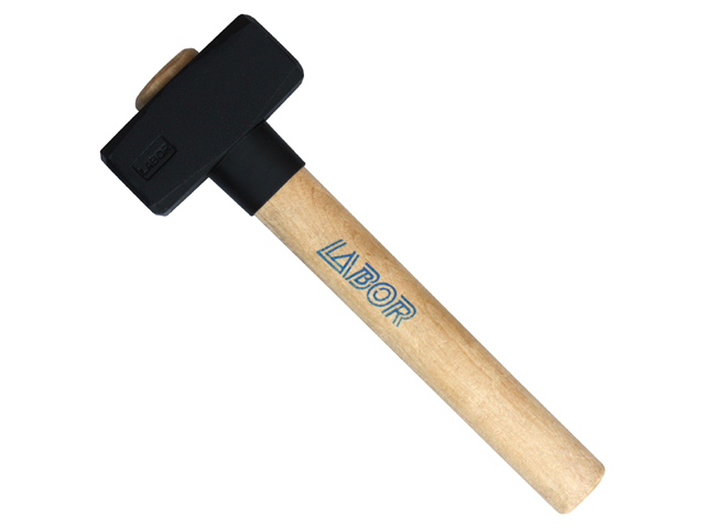 Mazzetta da muratore 800GR  LABOR, manico in legno. Con collare salvamanico. Testa in acciaio temperato. Lunghezza manico mm.300