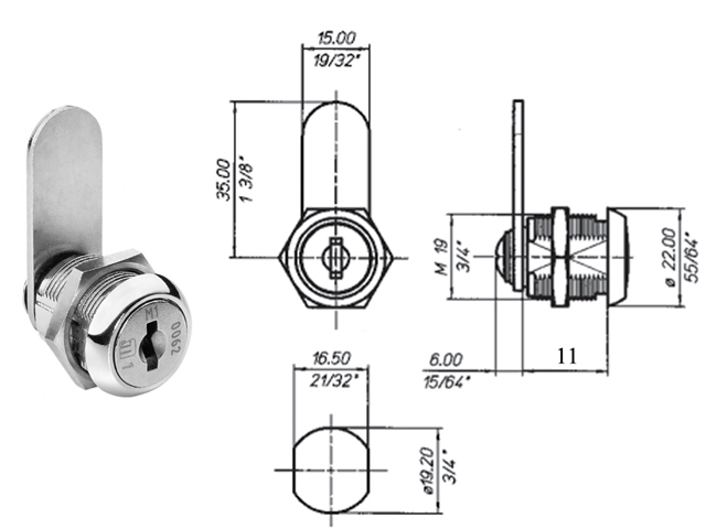 MERONI 2651 SERRATURA CILINDRO MM 25 A PIASTRINE