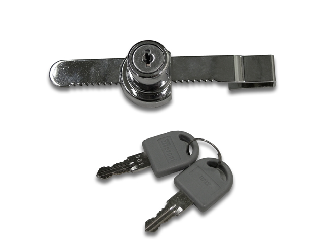 Meroni Serratura Blocky 2910 per ante scorrevoli, lunghezza mm.115, finitura cromata, 2 chiavi in dotazione.