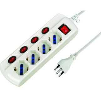 MULTIPRESA 4 PRESE BIPOLARE /SCHUKO CON 5 INTERRUTTORI
