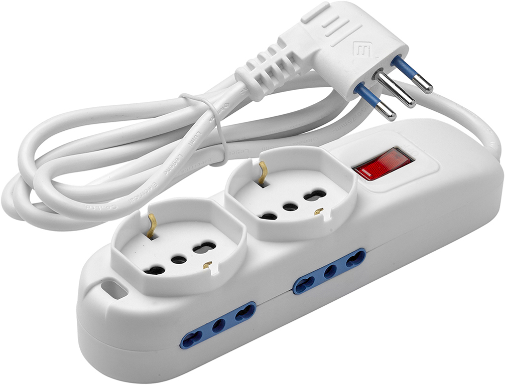 Multipresa MAURER 4 prese laterali bipasso 2P+T 10/16A bipasso + 2 prese superiori 2P+T bipasso/Schuko P40 - spina 2P+T 10A -con