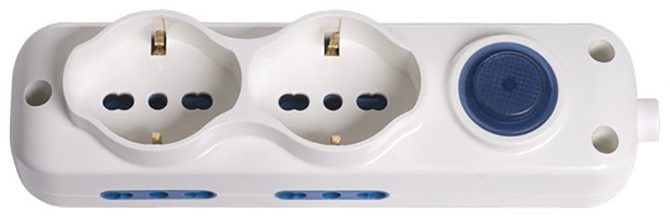 Multipresa MAURER a 2 prese superiori 2P+T 16A bipasso/Schuko e 4 prese laterali 2P+T 16A bipasso - con interruttore - cavo 1,5 