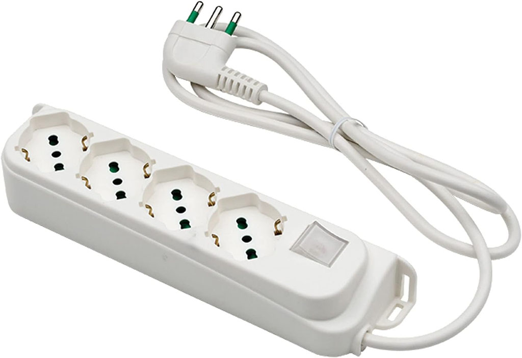 MULTIPRESA OMEGA BIPRESA SCHUKO /BIPASSO 4 POSTI CAVO DA 3MT 16A BIANCA FANTON