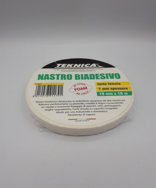 NASTRO BIADESIVO BIANCO 19MMX10MT 1MM DI SPESSORE ART. TK13-0322