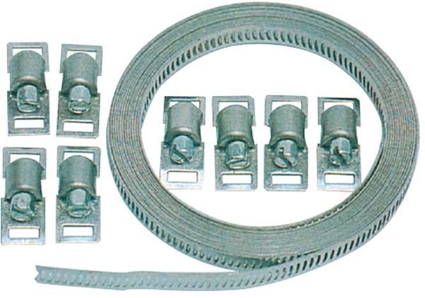 Nastro MAURER in acciaio INOX per fascette con 8 macchinette - nastro 3m x 9mm