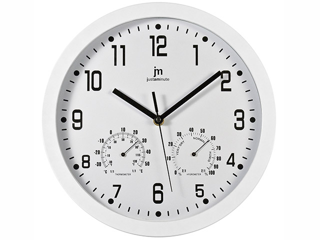 OROLOGIO DA PARETE BIANCO CON SENSORE TEMPERATURA E IGROMETRO 30CM CON CASSA IN ABS