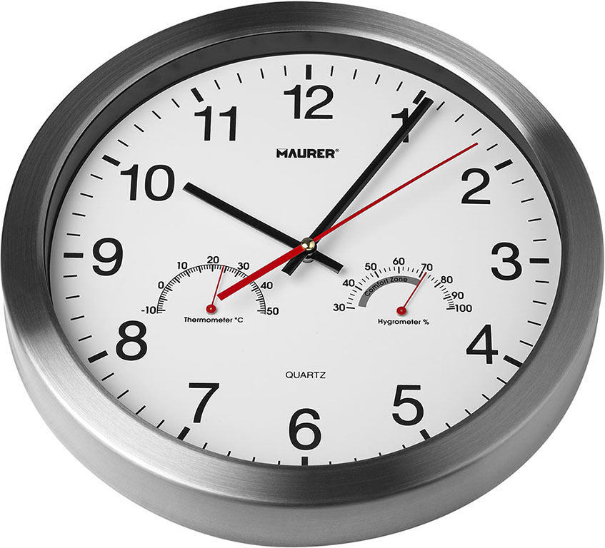 OROLOGIO DA PARETE IN ACCIAIO CM.30 CON IGROMETRO