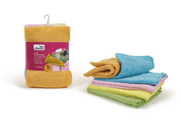 PANNO IN MICROFIBRA cm40x40 5 pezzi BLU DIMORA