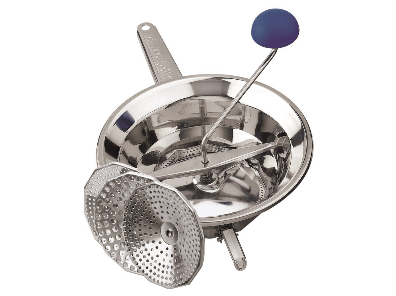 PASSAVERDURE EMANUEL N°3 DIAMETRO 24CM. Passatutto in acciaio inox 18/10, con 3 fltri intercambiabili e 3 piedini pieghevoli.