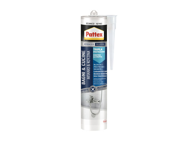 PATTEX SILICONE  PER BAGNI E CUCINE ANTIMUFFA NEUTRO B&C BIANCO ML300