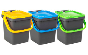 PATTUMIERA ECOPLUS CON MANIGLIA LT35 COLORI ASSORTITI. SET 3 PEZZI. Mod. ECOPLUS in polipropilene. Con coperchio e maniglione. C