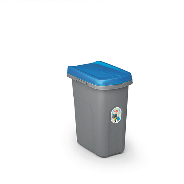 PATTUMIERA HOME ECO SYSTEM LT15 CON COPERCHIO BLU.Pattumiera modulare salvaspazio, con sistema di aggancio laterale per la racco