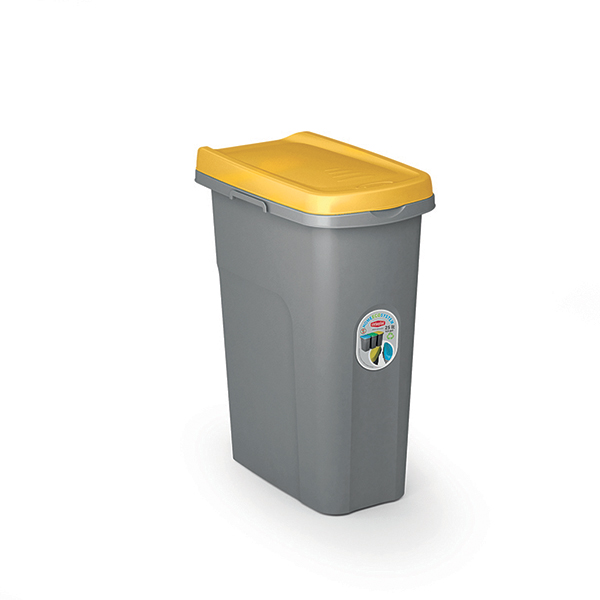 PATTUMIERA HOME ECO SYSTEM LT25 CON COPERCHIO GIALLO.Pattumiera modulare salvaspazio, con sistema di aggancio laterale per la ra