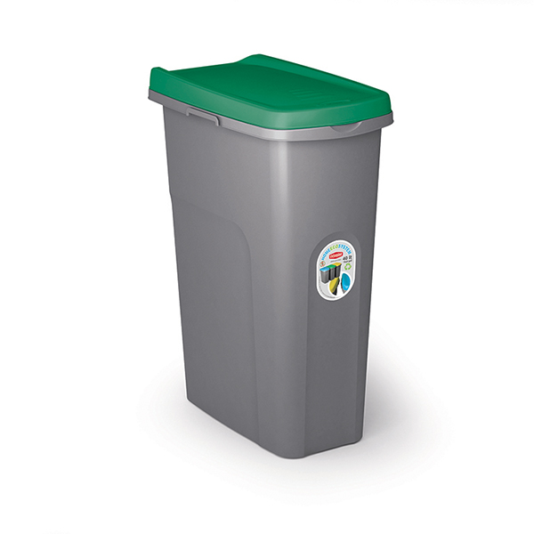 PATTUMIERA HOME ECO SYSTEM LT40 CON COPERCHIO VERDE.Pattumiera modulare salvaspazio, con sistema di aggancio laterale per la rac