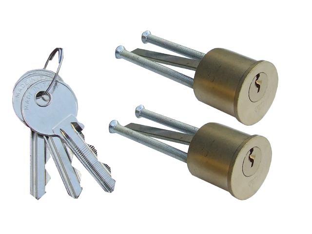 PC MP47 Coppia Cilindri Fissi di ricambio. Dimensioni testa ø 31 mm., corpo ø 28 mm.. Fornito con 3 chiavi.