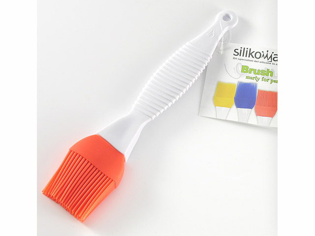 PENNELLO IN SILICONE ALIMENTARE CON IMPUGNATURA IN PLASTICA COLORE ARANCIO