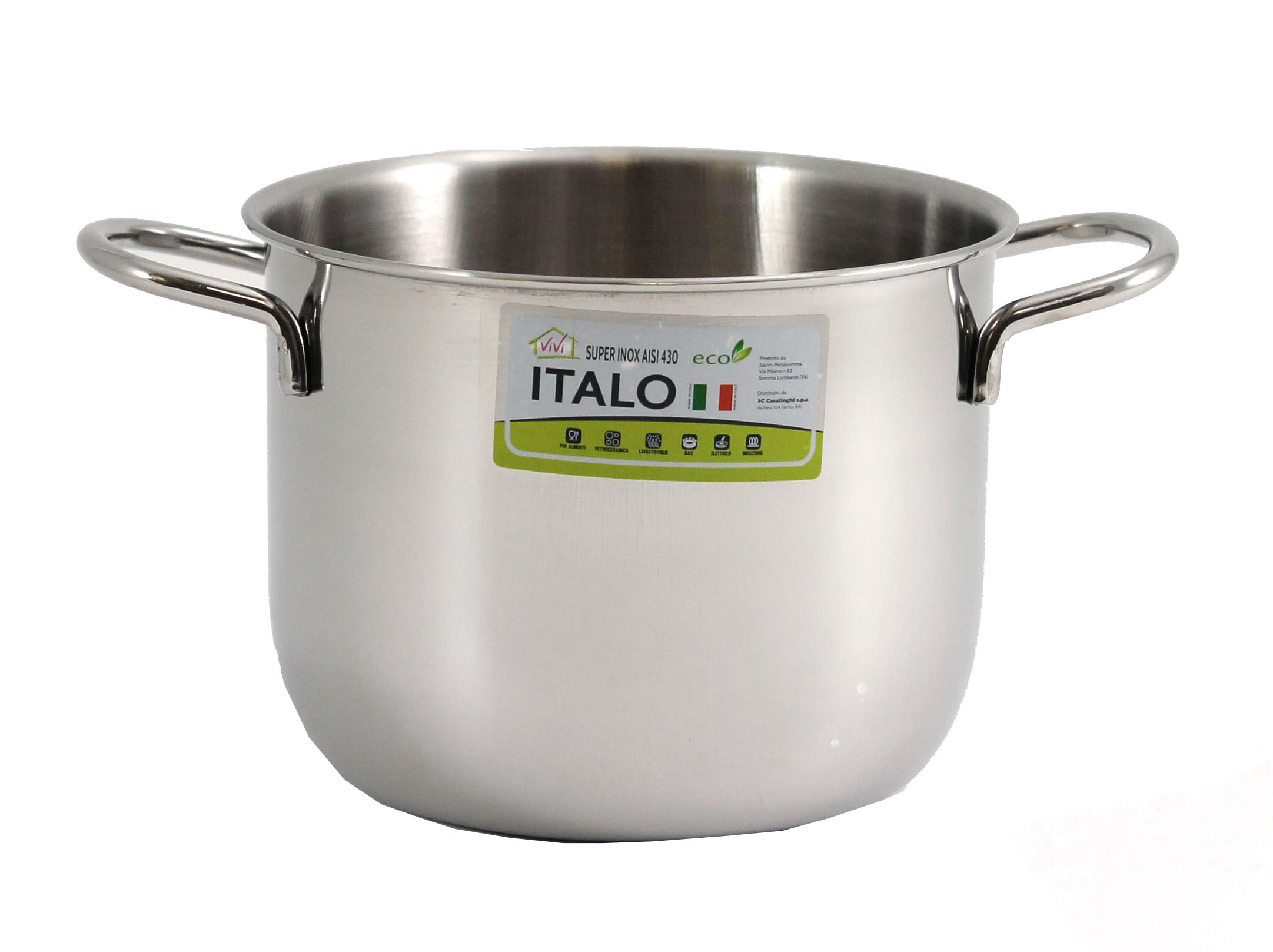 PENTOLA ITALO CM18 in acciaio inox AISI 430 con 2 manici