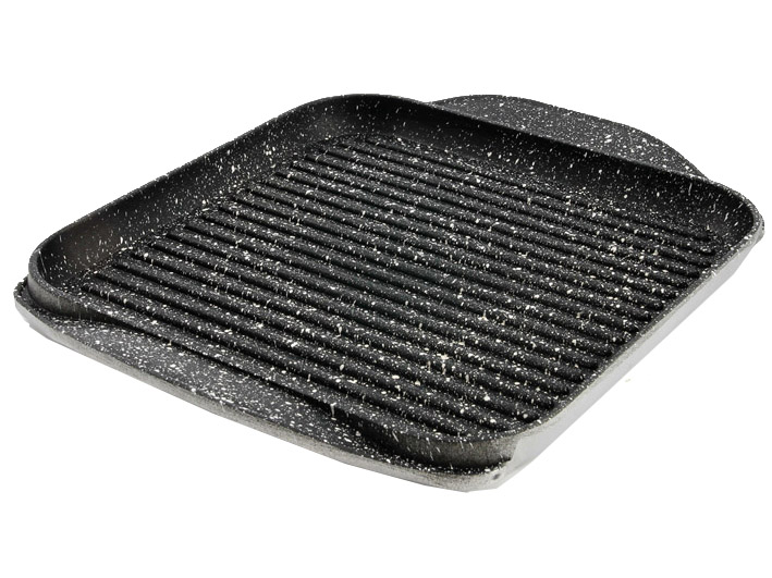 Piastra antiaderente Brava Geo, lega di alluminio priva di nichel e metalli pesanti, rivestimento totalmente esente da PFOA. Ada