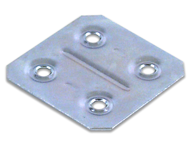 Piastrina ferro zincata quadrata piana, spessore mm. 1. Cm. 4x4.