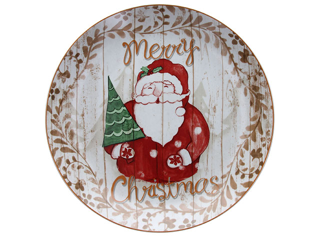 PIATTO PANETTONE NATALE CM30. Piatto in porcellana decoro Babo Natale. Diametro cm.30