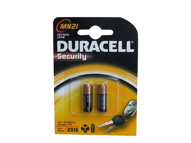 Pila Duracell MN21 Tipo Telecomando 3 LR 50. Alcalina. 12 volt. Diametro mm. 10,6, altezza mm. 28,5. In blister da 2 pezzi.