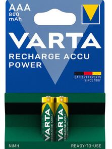 Pila POWER RECHARGE Accu AAA, ricaricabile 800mah. Tipo mini Stilo. 2 PEZZI VARTA
